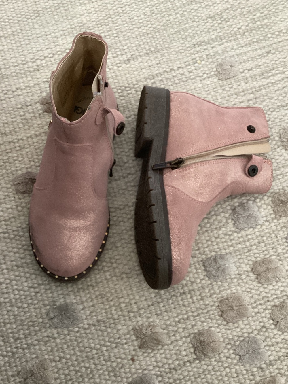 Primigi Pink Glitter Suede Ankle Boots